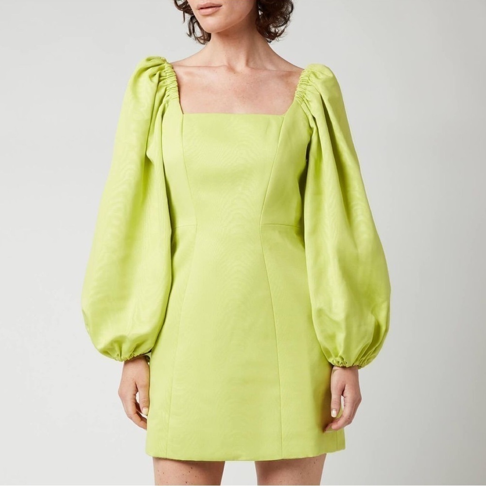 Ted Baker- NWT Lime Green Jacquard Exaggerated Sleeve Mini Dress